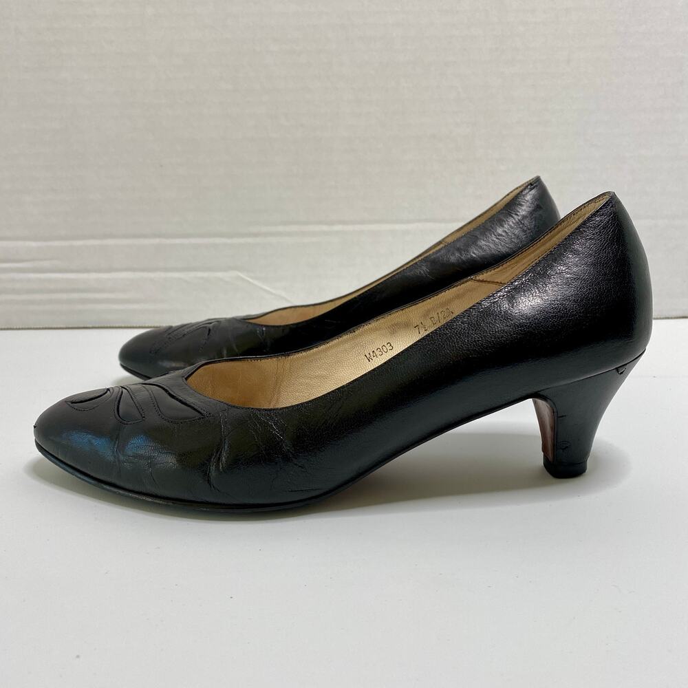 Florsheim Signature Vintage Kitten Heel Pumps 7.5 Retro Office Siren 80s Witchy